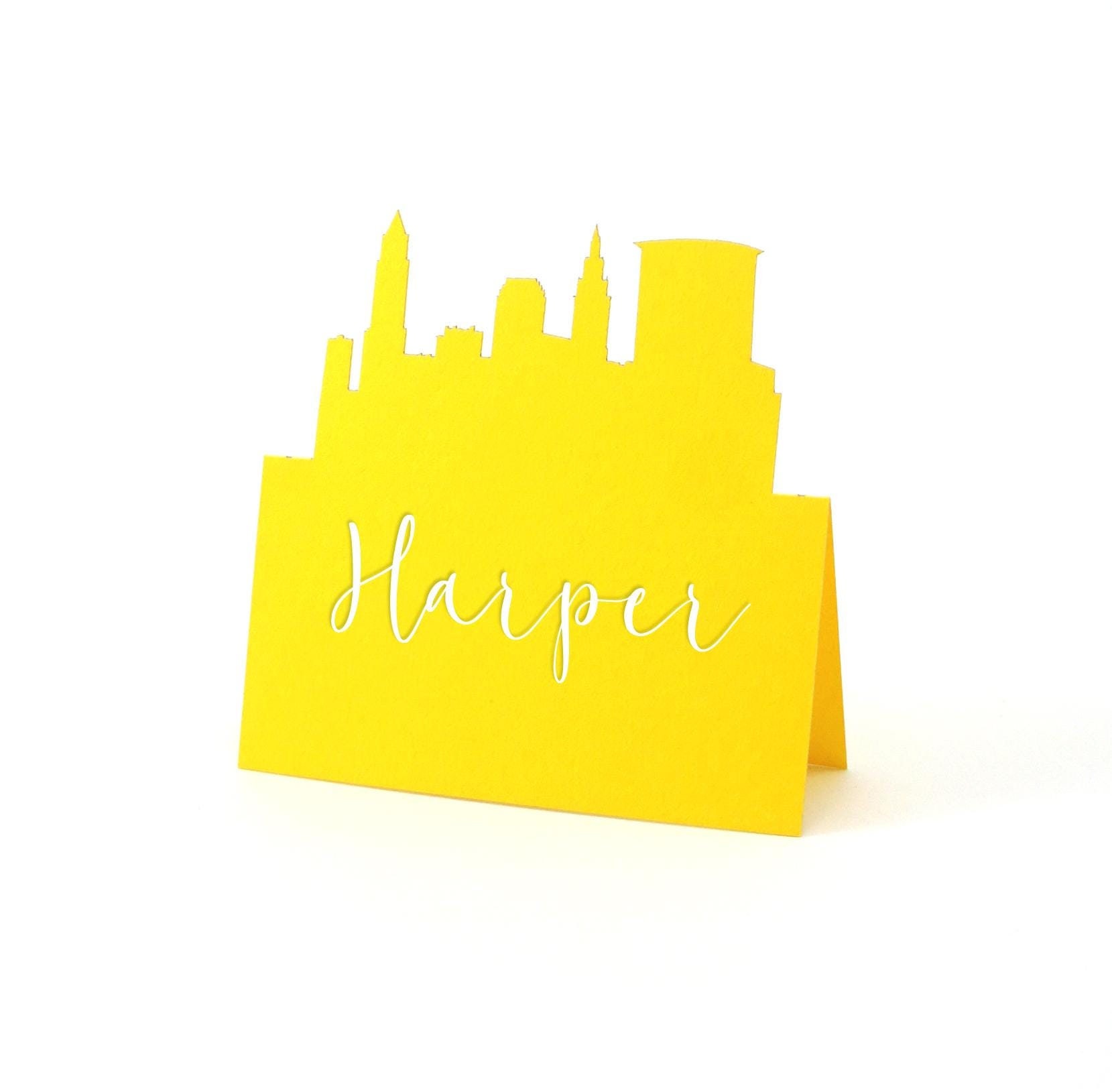 Tarjetas de lugar para bodas con diseño de horizonte de la ciudad de  Cleveland, Ohio Números de mesa con diseño de horizonte de la ciudad  Tarjeta de lugar personalizada Etiquetas de nombre, image size:1659x1629