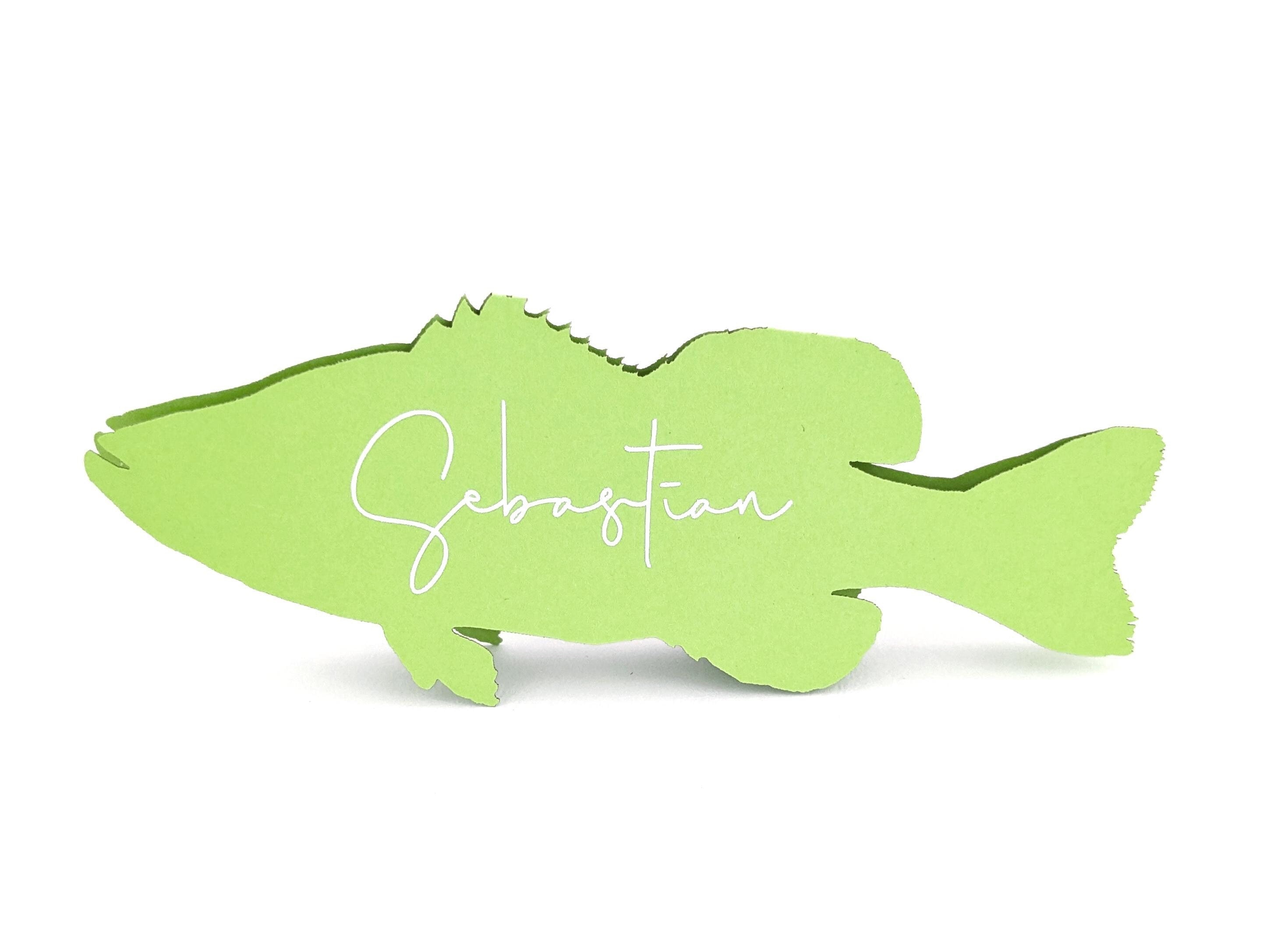 Fisch-Tischkarten Bass-Fish-Hochzeits-Eskort-Karte - Personalisierte Hochzeits-Ortsnamen Aquarium-Hochzeiten Ozean-Babyparty-Hochzeits-Sitzplan