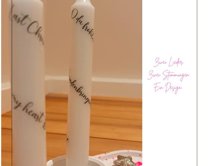 Song candle – Christmas candle with song lyrics ("O Christmas Tree" or "Last Christmas")