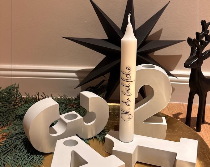 Resin Advent number holder (white & grey)
