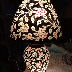 Hand-Painted Camel Skin Lamp – Oriental Table Lamp – Rustic Art – Unique Gift for Home