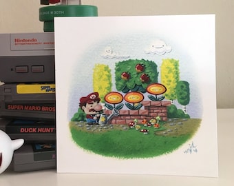 Mario's Secret Garden - Mario Bros. 30th Anniversary Tribute - Digital Archival Print