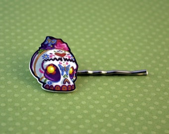 Frida Kahlo Inspired Dia de los Muertos Sugar Skull Hair Clip