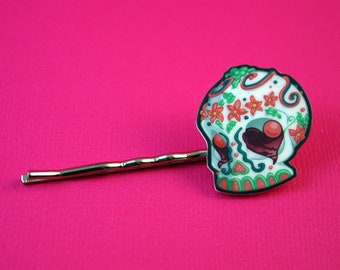 Flores de la Tumba Dia de los Muertos Sugar Skull Hair Clips