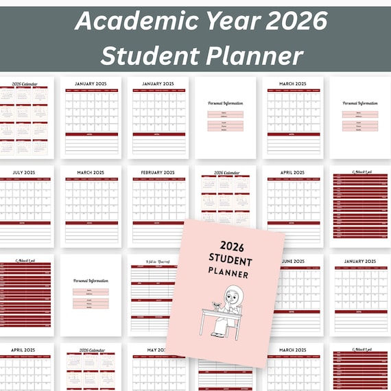 2026 Student Planner: Printable Academic Organizer (Editable PDF)