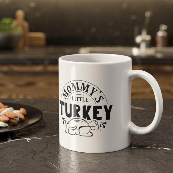 Mommy's Little Turkey Mug: Funny White Ceramic Coffee Cup