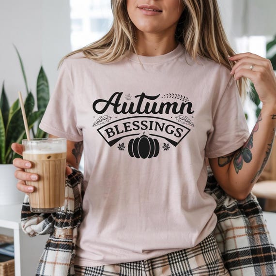 Autumn Blessings Cotton Tee | Cozy Fall Season Shirt | Thanksgiving Graphic T-Shirt | Unisex Autumn Outfit