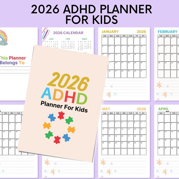 2026 ADHD Planner for Kids: Focus & Routine Charts (Editable Canva Template)
