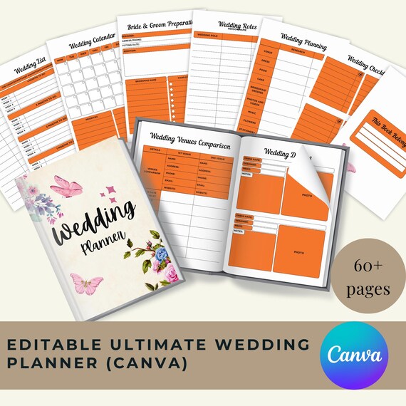 Editable Wedding Planner: Checklist, Budget, Guest List (Digital Download)