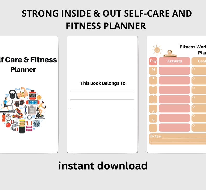 Self Care Fitness Planner: Wellness Journal, Habit & Workout Tracker ...