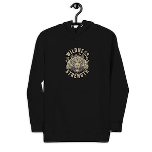 Unisex Fleece Hoodie: Wildness Strength Tiger Design