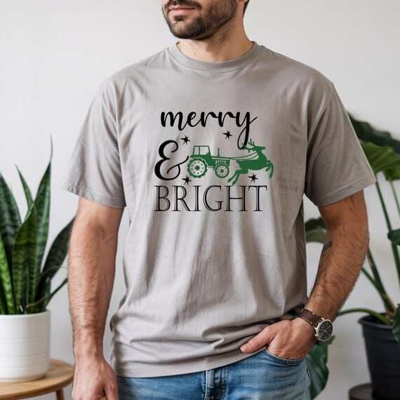 Merry & Bright Christmas Tee | Festive Holiday Shirt | Moisture-Wicking Polyester Top | Unisex Christmas Outfit