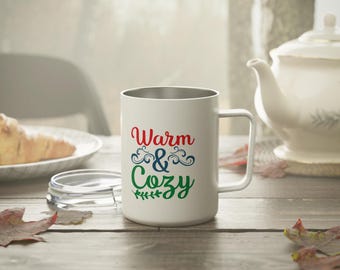 Insulated Coffee Mug: Cheerful Stainless Steel 10oz Travel Mug