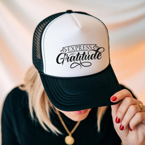 Gratitude Embroidered Foam Trucker Hat: Adjustable Outdoor Cap