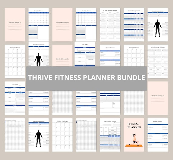 Printable Fitness Planner: Workout, Meal, Habit Tracker (Digital Download)