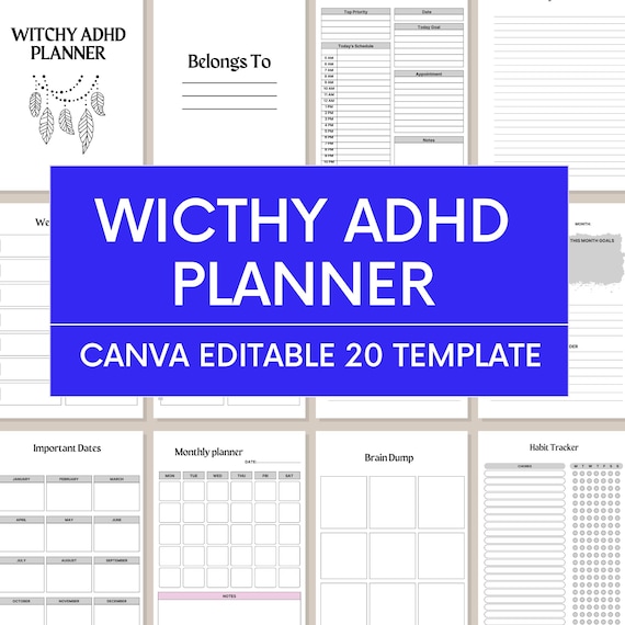 Witchy ADHD Planner | Editable Canva Template (KDP Interior)