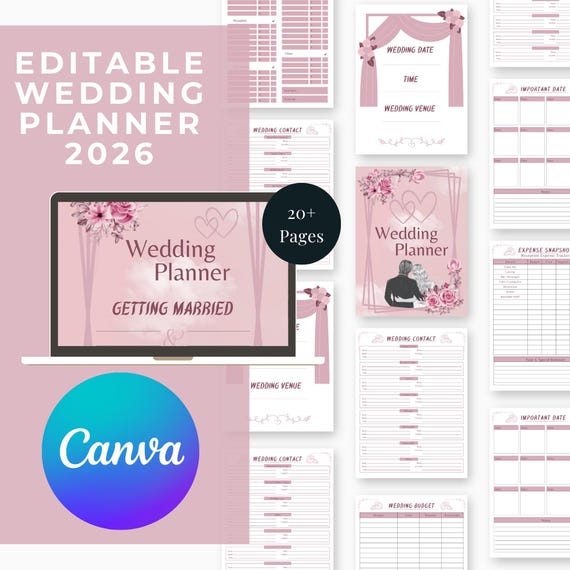 Wedding Checklist Planner | Printable Wedding Organizer | Editable Wedding Planning Checklist | Bride To-Do List & Budget Tracker