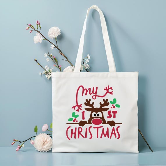 Reindeer 1st Christmas Cotton Tote Bag | Kids