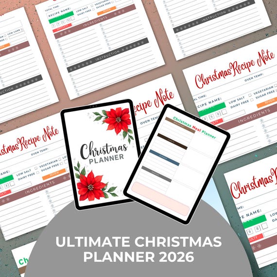 2025 Christmas Planner: Holiday Organizer, Gift List, Budget Tracker (PDF)