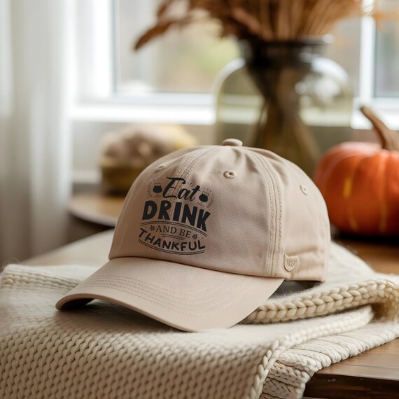 Embroidered "Thankful" Cap | Adjustable Thanksgiving Baseball Hat | Autumn Outfit Accessory | Gratitude Gift