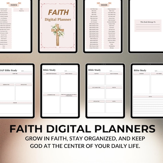 2026 Faith Digital Planner: Bible Study, Prayer Tracker (PDF Compatible)