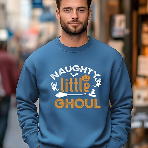 Naughty Little Ghoul Sweatshirt, Halloween Fleece Crewneck