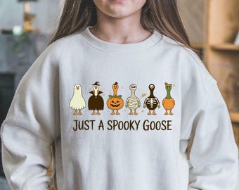 Just a Spooky Goose Kids Sweatshirt, Halloween Spooky Goose, Spooky Goose Graphic Toddler Shirt, Goose in Halloween, Cute Horror Shirt