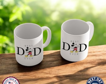 Best Dad Ever Disney Mug, Mickey Coffee Cup for Dad, Disneyland Gift, Cute Father’s Day Mug
