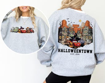 Disney Cars Halloween Doppelseitiger Hoodie, Lightning McQueen Halloween Sweatshirt, Cars Film Halloween T-Shirt, Disney Cars Charaktere Tee