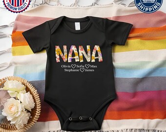Youth Nana Shirt, Custom Tee Gift for Grandma, Personalized Kids Shirt for Nana, Retro Style Youth Tee