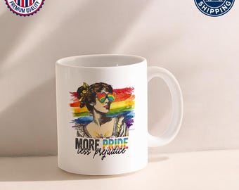 Taza "Orgullo sin prejuicios", taza de café "Aliado LGBTQ", taza de orgullo lésbico, taza de regalo LGBTQ, taza del desfile del orgullo