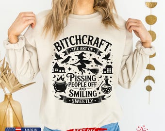 Bitchcraft Shirts, Witchy Vibes Sweatshirt, Gifts for Halloween, Witchcraft Halloween Gifts Idea, Gothic Witch Hoodie, Witchy Outfit T-Shirt