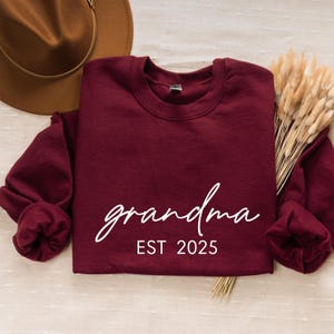 Personalized Grandma Sweatshirt Est Year with Grandkids Names on Sleeve, Mothers Day Gift, Birthday Gift for Grandma, New Grandma Sweater