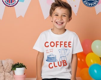 Retro Coffee Club Youth Tee, Aesthetic Coffee Lover Shirt, Trendy Coffee Tshirt, Foodie Gift, Casual Coffee Graphic Tee for Coffee Fans