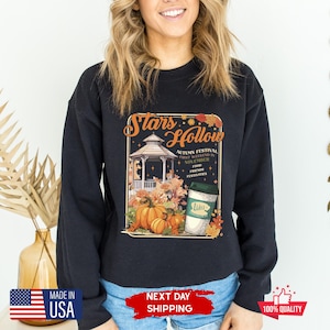 Sudadera Stars Hollow, camiseta de fan de Gilmore Girls, sudadera con capucha Fall Vibes, café Luke's Diner, artículos de programas de televisión, camiseta Small Town Vibes