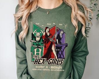 Bluza z nadrukiem Hex Girls, koszulka zespołu rockowego Hex Girls, bluza z nadrukiem Spooky Season, koszulka z nadrukiem Hex Girls na imprezę kostiumową, bluza z kapturem Hex Girls