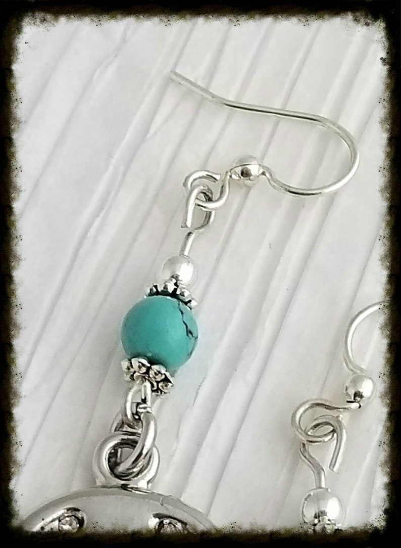 Silver Upside Down Horseshoe Turquoise Howlite Dangle Drop Etsy