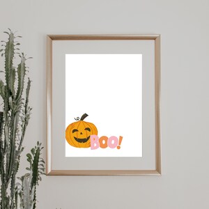 Boo! Süßer Halloween Kunstdruck mit Kürbismotiv, in 5 Größen verfügbar
