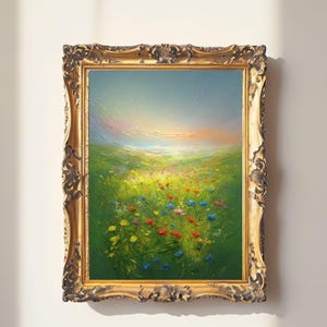 豪華な花畑デジタルウォールアート | エレガントな古いお金の美的印刷可能なアートワーク | 即時ダウンロード、3 つのサイズが利用可能