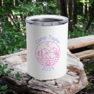 Camp Bachelorette Custom Personalized Cups, Tumbler 10oz, Insulated Wine Glass, Bridal Party Favors, Outdoor Wedding, Camping Theme,