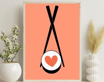 Sushi and Chopsticks - Digital Wall Art Print | Japanese Cuisine