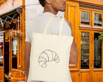 Croissant Canvas Tote Bag – French Bakery Lover, Preppy Style