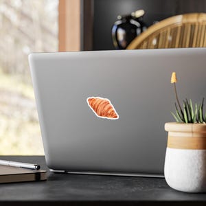 Croissant Vinyl Aufkleber, Adretter Gebäck Aufkleber, Süße Küche Dekor, Feinschmecker Geschenk, Laptop Aufkleber, Autofenster Aufkleber