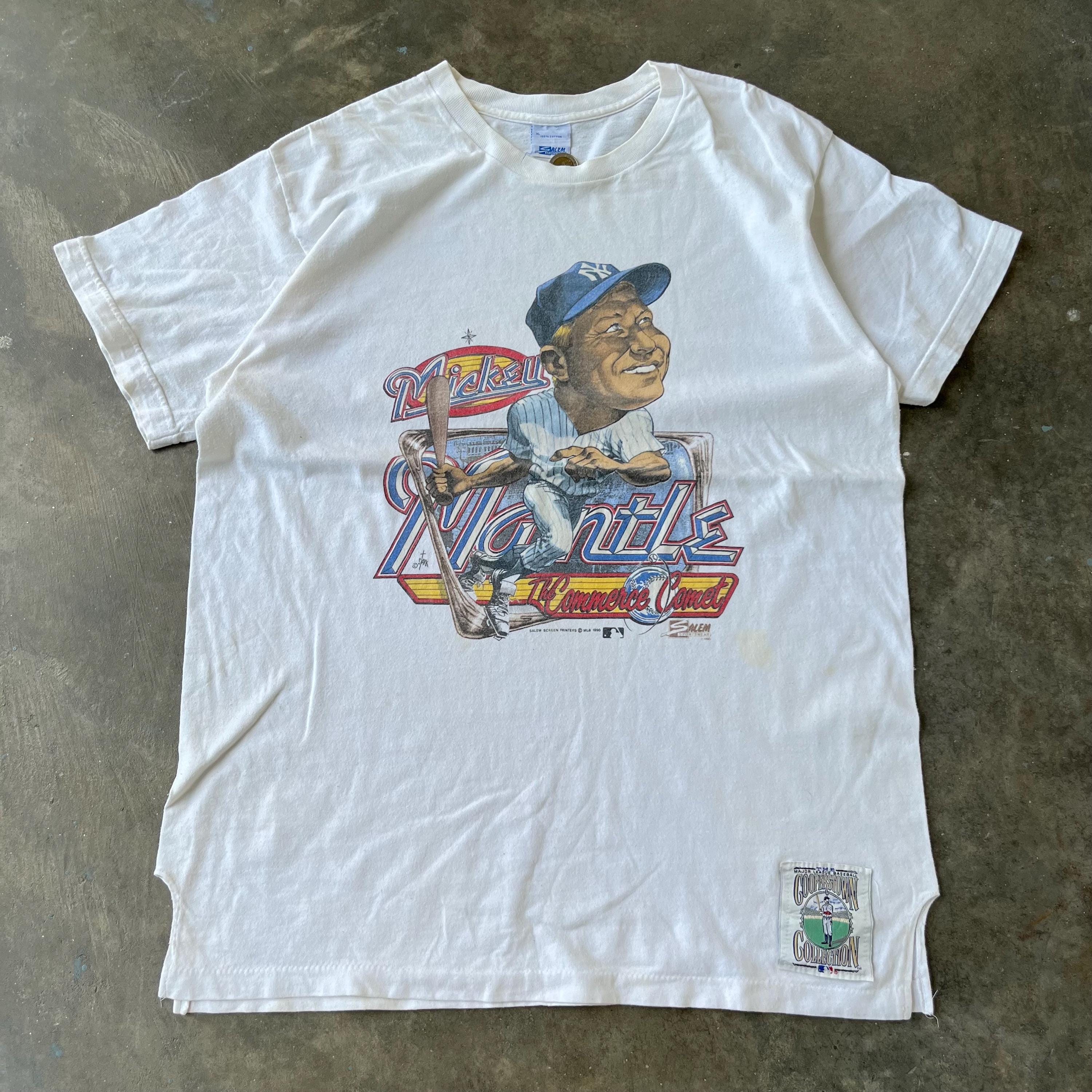 VINTAGE 90 Mickey Mantle Shirt ,salem Sportswear Caricature New