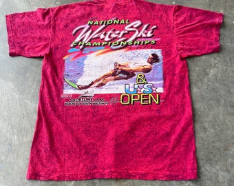 Vintage 90s National Water Skiing Championships T-Shirt, 1993 US Open Shortline Lake Florida Sports Top Graphic Tee, Nostalgia Souvenir Gift