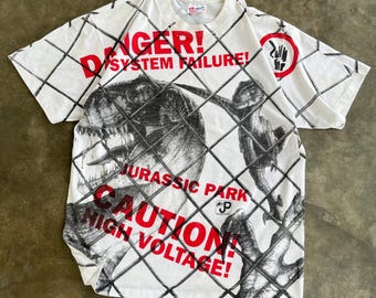 Vintage 90s Jurassic Park T-shirt - Hanes Kids Large - Etsy