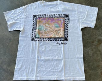Vintage 90s Key Largo Florida T-Shirt, Retro Tropical Palm Tree Beach Summer Graphic Tee, Aesthetic Ocean Vacation Nostalgia Souvenir Gift