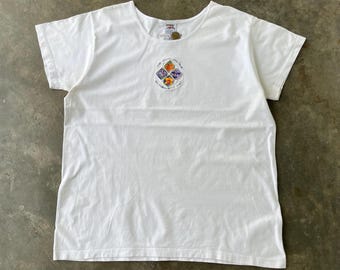 VINTAGE 90s Crazy Shirts Hawaii Embroidered T-Shirt, Floral Cute Graphic Tee, Retro Y2K Tropical Beach Island Nostalgia Souvenir Gift Women