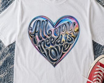 Unisex All You Need Is Love T-Shirt | Retro T-shirt, cute vintage bohemian T-shirt with exclusive style, soft cotton