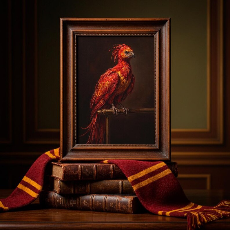 Digital Oil Portrait of Fawkes, the Phoenix, Dumbledore's Magical Bird ...